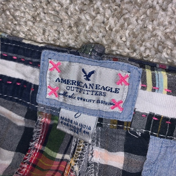 American Eagle Multicolor Plaid Jean Shorts size 0 - Picture 5 of 8